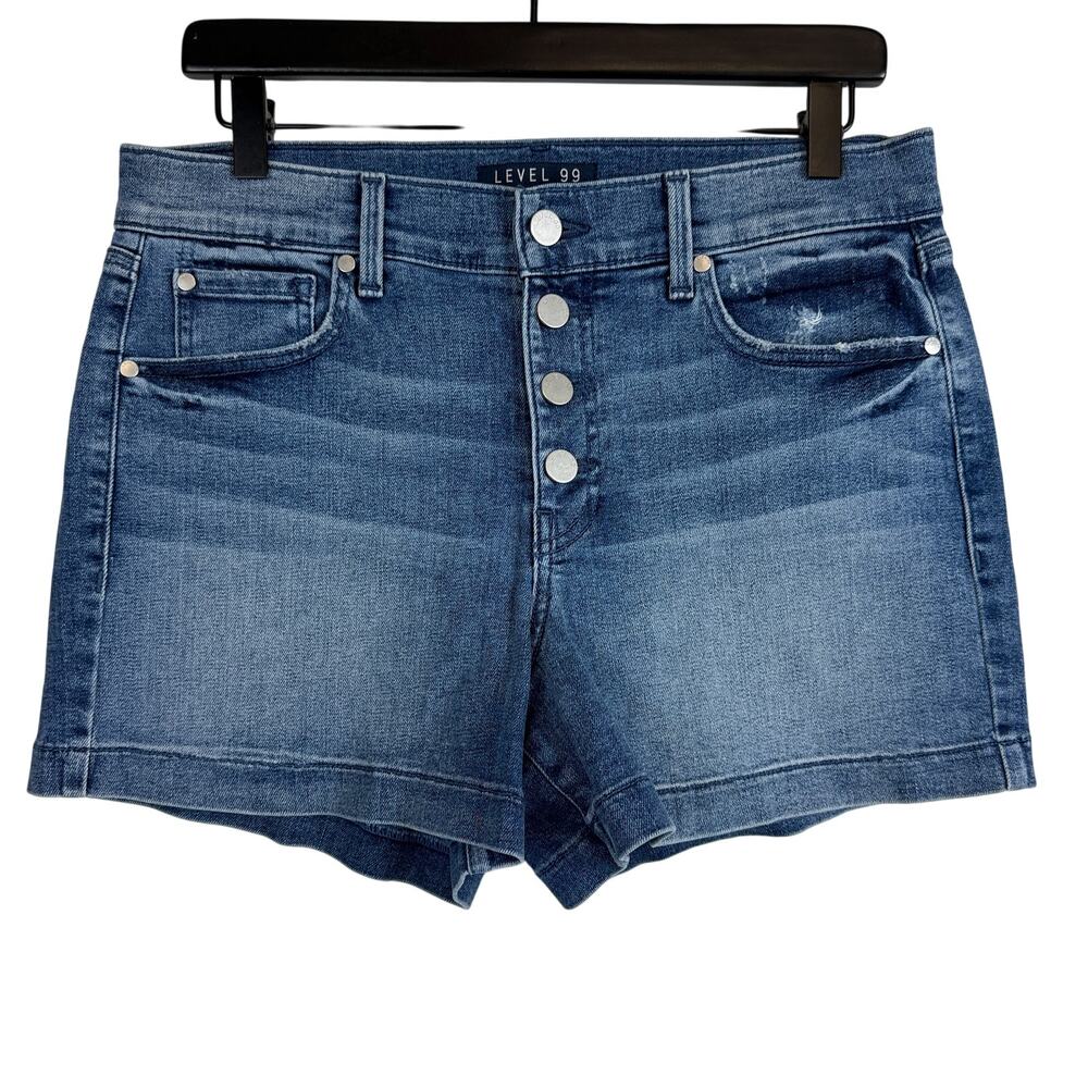 Level 99 Button Fly High Rise Denim Shorts Stretch - 30
